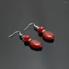 Dangle Oorbellen Etnische Stijl Natuursteen Rode Chalcedoon Kralen Kristal Earbob Eardrop Voor Vrouwen Meisje Dames Accessoires Geschenken Sieraden