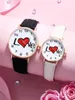 Wristwatches 2-Piece Top Luxury Couple Digital LOVE Leather Quartz Watch Set For Men And Women Casual Valentine's Day Christmas Gift