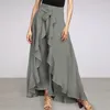 Pantalon femme jupe élégante taille haute à volants Patchwork Maxi avec ourlet irrégulier à lacets longueur cheville soirée dansante