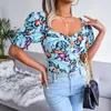 Blouses pour femmes Mode Floral Imprimé Mousseline de soie U Cou Tops pour femmes Habillées Casual Sexy Dames Chemises élégantes Blusas Vacances Vêtements de travail