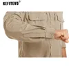 kefitevdクイック乾燥胸ポケット付き長袖シャツメンズ通気性ハイキングシャツ屋外ウォーキングキャンプワークシャツトップ240106
