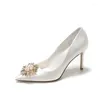 Robe chaussures femmes mariage blanc talons hauts satin demoiselle d'honneur stiletto pompes dames