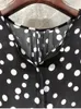 Blusas femininas topos moda blusa de seda 2024 primavera verão designer feminino bolinhas estampas manga longa elegante preto feminino