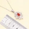 Necklace Earrings Set XUTAAYI Sterling Silver Wedding For Women Red Zircon Bracelet Pendant Ring Gift Box