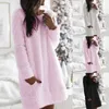 Robes décontractées Femmes Automne Hiver Solide Corail Polaire Chaud Manches Lâches Maison Avec Femme Longue Robe Tunique Pour Femmes Junior