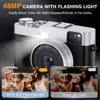 4K Digital Camera Auto Focus 48mp Vlogging لتركيز الفيديو التلقائي للفيديو والتضامن مع Viewfinder Flash 240106