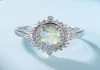 Selling 925 Sterling Silver White Fire Opal Engagement Wedding Ring For Women039s Gift8074138