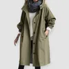 女性のためのトレンチコートエレガントなウィンドブレーカーフード付きコート冬用ジャケットルースアウトウェア韓国スタイルのアブリゴスパラムジェレス240106