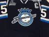 Индивидуальные хоккейные майки CCM # 55 Nicolas Roy Chicoutimi Sangueeneens с нашивкой C Vintage Pro Stock темно-синего цвета, сшитые S-6XL