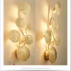 벽 램프 노르딕 골드 로터스 잎 LED 라이트 레트로 스테인리스 스틸 스틸 산업용 장식 실내 조명기구