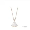 High version New little skirt Female Scalloped white fritillaria carnelian full diamond double pendant clavicle chain