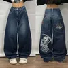 Women's Jeans Streetwear JNCO JeansY2K Loose Harajuku Hip Hop Pocket Retro Blue Gothic High Waist Wide Leg Pants