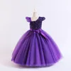 Girl Dresses Elder Girls Party Gown Clothing Sequin Long Tulle Princess Prom Costume For Teenagers Shiny One Shoulder Evening Vestido