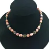 Pendanthalsband 1 st trendiga rodochrosite hjulpärlor med Jasper justerbar halsband för kvinnlig man dagligen bär julklapp