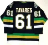 Vintage 2008 London Knights Hockey Jerseys Mens John Tavares # 61 Jersey costurado preto camisas brancas homens