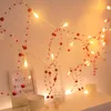 Luzes de corda de contas vermelhas de 1 unidade, luz LED em forma de pérola, para quarto, casamento, Natal, Páscoa, Halloween, Dia dos Namorados, Dia das Mães, feriado, decoração interna