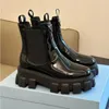 2023 Designer Polished Leather Martin Motorcycle Boots Loafers Chelsea Enkle Boots Full Grain Leather Elasticity Platform Dames Outdoor Luxe