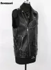 Mauroicardi automne noir moto Pu cuir gilet hommes poches zippées grande taille Faux cuir Biker veste sans manches 4xl 5xl 240106