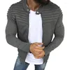 Men's Jackets Sports Casual Men Jacket Autumn Pleats Slim Stripe Fit Zipper Long Sleeve Coat Comfortable Solid Cardigan Coats