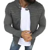 Giacche da uomo Giacca sportiva da uomo casual Pieghe autunnali Cappotto a maniche lunghe con cerniera slim a righe Cappotto comodo cardigan solido