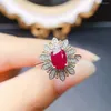 Cluster Ringen FS 5 7 Natuurlijke Ellips Ruby Bloem Ring S925 Sterling Zilver Fijne Mode Charme Bruiloft Sieraden Voor Vrouwen MeiBaPJ