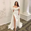 花嫁のエレガントなサテンのウェディングドレス2024 for花嫁のリボンプリンセスバックレスオフショルダーハイスプリットシビルブライダルドレス