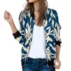 Kvinnorjackor Kvinnor Fashion Floral Bomber Jacket Rockar Vintage långärmad zip upp casual stativ krage kort kappa kvinnliga ytterkläder toppar