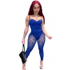 Kvinnors tvåbitar byxor 10 grossistkvinnor Sexig ärmlösa bodysuits Se genom spetsar Leggings Set Summer Sheer Outfits Night Club Wear