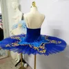 Stage Wear Flanelle Bleu Enfants Ballet Performance Costume Tutu Jupe Danse Adulte Swan Lake