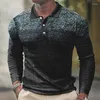 Polos masculinos 2024 primavera e outono comércio exterior camisa polo manga longa cor combinando zíper camiseta luxo lazer lapela topo