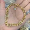 Luxury Designed crystal Necklaces D Leeter Colour Diamonds Pearl pendants women's Bracelet Brass 18K gold plated ladies Designer Jewelry HDS2 ---004