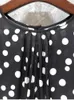 Camicette da donna Top Camicetta di seta moda 2024 Primavera Estate Designer Donna Polka Dot Stampe Manica lunga Elegante Nero Femminile