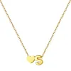 New Fashion Tiny Heart Dainty Initial 14k Yellow Gold Necklace Golden Letter Name Choker Necklaces For Women Pendant Jewelry Gift