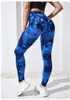 Tie Dye Yoga Pants Sport Leggings 2 Piece Seamless High midja Push Up Woman Tights Fitness Workout Leggins Gym Clothing 240106