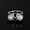 silver ring designer rings for woman Brand Sterling Silver Hardwear Fashion Pearl Ring Vintage Charms Wedding Engagement marriage Finger Costume Jewelry Size 68 Be