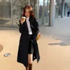 Jesień Kobieta długa płaszcz Modna Koreańska odzież uliczna luźna płaszcz swobodny elegancki khaki czarny płaszcz damski 240106