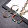 Collier de créateur Vintage coloré diamant colliers goujons doubles lettres goujons dames pendentifs bracelet cristal couleur boucles d'oreilles bijoux cadeau d'anniversaire