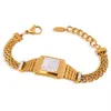 Montre en or pour femmes, Bracelet en acier inoxydable plaqué or 18 carats, bijoux à la mode, cadeau