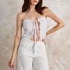 Damen Tanks Mode Sommer Camis Tube Tops Ärmellos Schulterfrei Spitzenbesatz Krawatte Bandeau Streetwear Casual Outfits Y2k