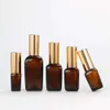 Braune Flaschen für ätherische Öle, 30 ml, quadratische Glas-Hautkuchen-Wasserpumpen-Sprühflasche, 50 ml, braune Parfüm-Sprühflasche