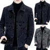 Men's Jackets Men Thermal Jacket Coat Thick Warm Lapel Single-breasted Winter Windproof Mid Length Casual For Fall