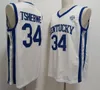 Kentucky College Basketball Jersey 34 Oscar Tshiebwe Reed Sheppard Royal White Blue Stitched Herr Jersey