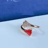 Rqtt Designer Bvlger Band Rings Baojia v Gold Fanshaped Ring for Womens Skirt Plated with 18k Rose White Fritillaria Red Jade Marrow Peacock Green Diamo