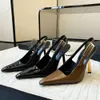 Yeni Patent Deri Slingback Sandal Toe Sandalet Stiletto Topuk Pompaları Deri Sole Elbise Ayakkabıları Kadın Lüks Tasarımcı Partisi Düğün Akşam Ayakkabıları