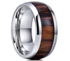 ファッションネイチャー8mmウッドインレイタングステン結婚指輪高研磨剤ステンレス鋼婚約指輪男性ウェディングバンド8103837