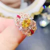 Anéis de cluster Natural Real Amarelo Citrino Anel Tradicional Estilo Luxo 0.85ct Gemstone 925 Sterling Silver Fine Jewelry J23934