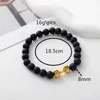 Braccialetti con ciondoli Bracciale con manubri in pietra lavica vulcanica nera naturale Bracciale con perline opache per donna Uomo Gioielli con bilanciere Fitness Pulseras