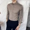 Britse Stijl Heren Shirt Lange Mouw Solid Casual Slim Fit Formele Jurk Camisas Mode Mannen Kleding Oversized 7XL-S 240106