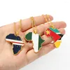 Hänghalsband Hip-Hop Africa Map Halsband Nigeria Kongo Somalia National Flag Color Matching Metal Emamel smycken Tillbehör gåva