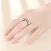 Bagues de Couple roi reine de couleur bleue, or blanc 14K, bague de promesse d'amour pour Couples amoureux, bijoux pour hommes et femmes